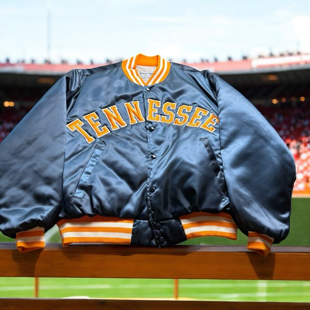 Vintage 1990s University Of Tennessee Chalk Line Satin Bomber Jacket Men’s XL